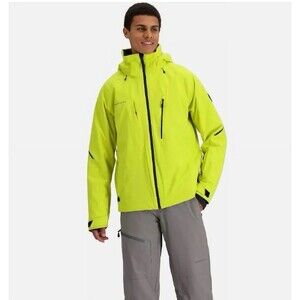 NEW Obermeyer Mens Size Small Raze Snow Ski Jacket Neon Yellow Powderskirt $299